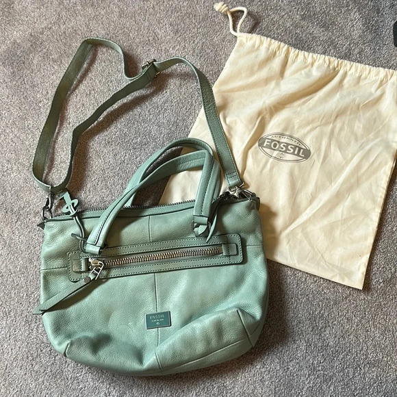Fossil Handbags - Fossil Genuine Leather Top Handle Zip Bag in Mountain Dusk